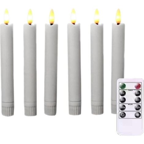 Guirlande lumineuse LED avec télécommande, couleur ivoire, sans flamme, effet scintillant, lot de 6, 16 cm, fonctionne sur piles (1/4)