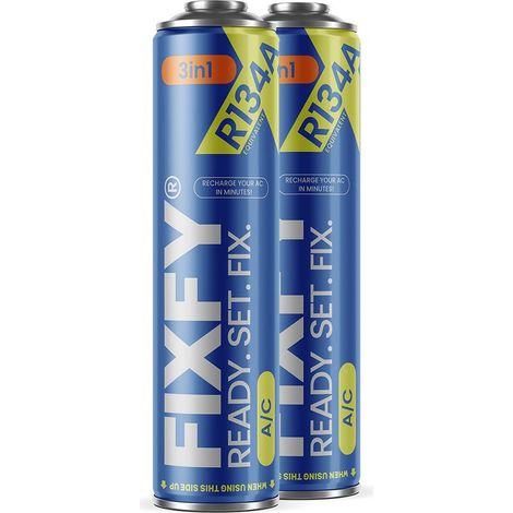 Recharge de gaz R134a pour climatisation Fixfy 3 en 1 500 ml – 2 canettes avec huile et mastic – Compatible véhicules 1995-2016 (1/4)