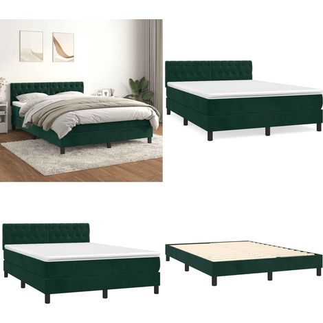 Boxspringbett mit Matratze Dunkelgrün 140x190 cm Samt - Samtbett - Boxspringbett - Doppelbett - Bettenrahmen - Luxusbett - Home & Living (1/5)