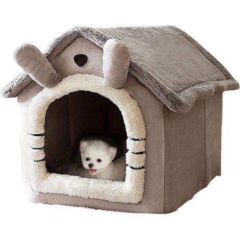 Panier Pour Chien - Panier Pour Chat - Grotte Avec Bords Surélevés - Doublure Polaire - Base Antidérapante - 1 Pièce (1/5)