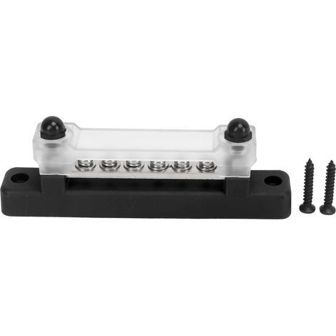 Bloc de distribution électrique 6 bornes 48V 150A avec couvercle, vis M6 et M4, noir pour voiture, camping-car, caravane et bateau (1/5)