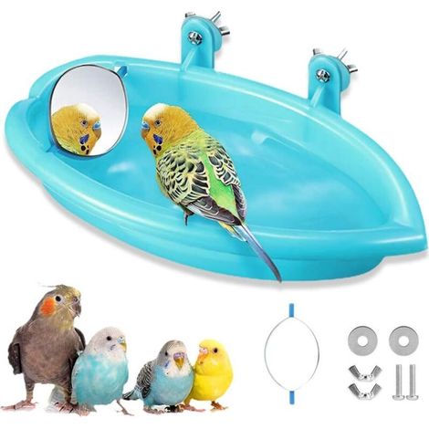 Baignoire Bird avec miroir,Bol de baignoire Bird,Cage Cockatiel Perruche,Baignoire pour oiseaux,Pet Perroquet Budgie,Baignoire Bird Baignoire (1/5)