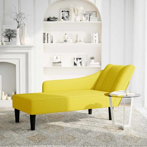 Fauteuil de Salon,Chaise,Fauteuil long avec accoudoir droit jaune velours CFW532408 (1/5)