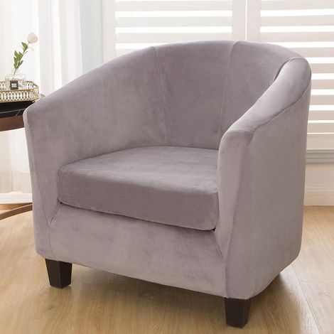 Set of 2 stretch velvet armchair covers with removable cushion cover for sofa, club, bar, lounge counter (3121) (1/5)