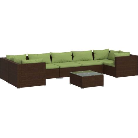 Set sofás de jardín 8 piezas y cojines ratán sintético marrón vidaXL (1/5)