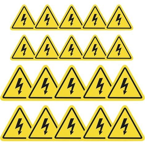 Signalétique Electricité Autocollant Panneau Danger Électrique Jaune Danger Électrique 20 Pièces Panneau PVC 5cm10cm Sticker Adhésif Electricité Danger Triangulaire pour Avertissement de Haute T (1/3)