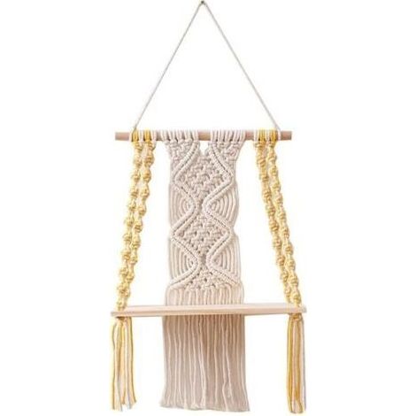 Étagère murale en macramé style bohème pour chambre à coucher - Art mural en macramé en corde tissée - Décoration bohème pour étagère de salle de bain (1/5)