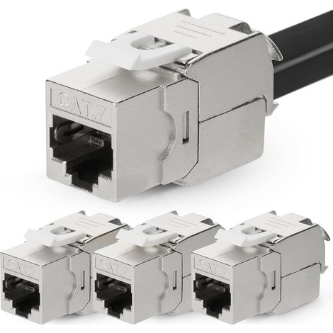 4pcs CAT 7 Keystone, RJ45 Keystone Jack for CAT7/6/6a, Toolless Mount, LSA Cutting Clamp Suitable for 1000MHz 10Gbps LAN Cable for Patch Panel and Network Enclosure (1/5)