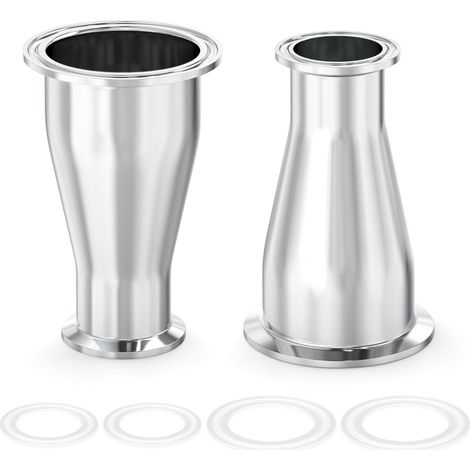 2 pièces Raccord sanitaire Réducteur Raccord en acier inoxydable 304 Tri Clamp Ferrule Style 2" Tube OD à 1,5" Tube OD (51 mm x 38 mm) (1/5)