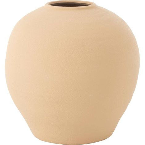 Vase rond en argile beige design épuré pour décoration élégante - Beige argile naturel mat