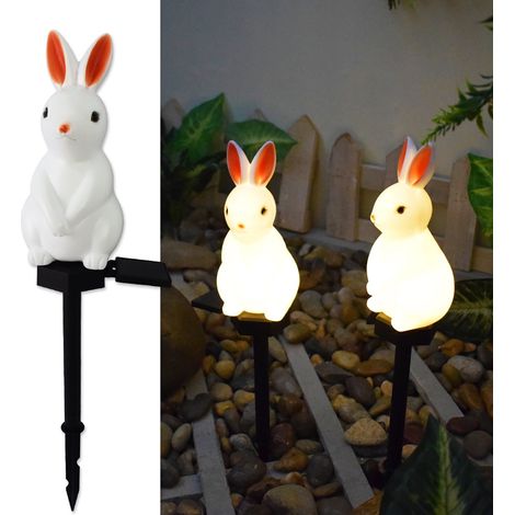 Luminaire Solaire - Lapin De Pâques En Résine - Lampe De Jardin À Piquet - Éclairage Extérieur Pour Pelouse Et Cour - 1 Pièce (1/5)