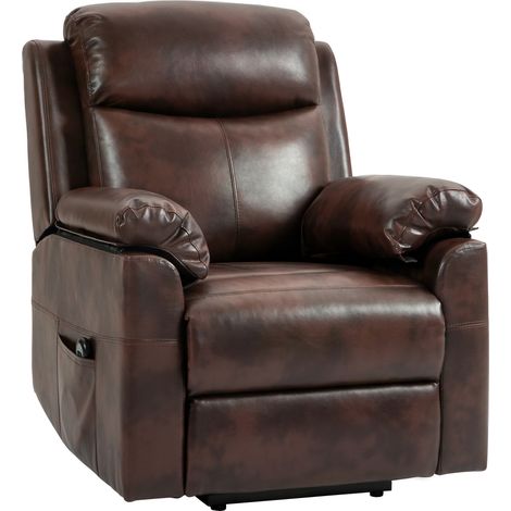 Faux Lear 70° Electric Riser Recliner Chair, Dark Brown (1/5)