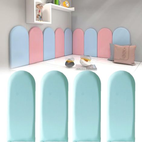 SIENTICE 4-teiliges 3D-Wandpaneel-Set, Wandpaneele, flexible selbstklebende Wandpaneele, wasserfeste PU-Wandmatten (Hellblau, 20 x 40 cm)