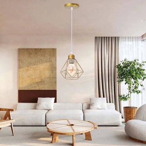 Lustre Suspension en Cage,Lampe Plafonnier Vintage Industrielle Fer Style Edison pour Salon Chambre (1/4)