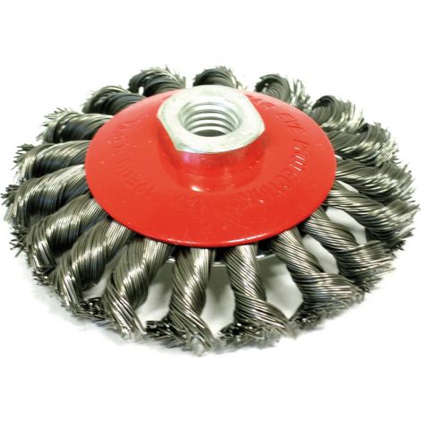 1PZ SPAZZOLA CIRCOLARE CONICA A MAZZETTI RITORTI attacco M14 Ï mm. 100
