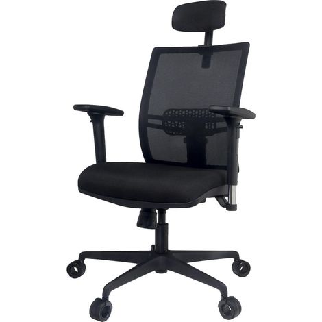 Sedia Poltrona Direzionale da Ufficio 67x67x102-125 cm in ABS e Tessuto Nero (1/5)