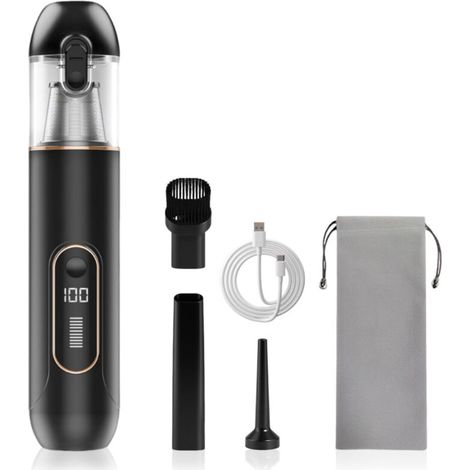 Aspirateur à main sans fil 13000 Pa, mini design pour auto, PC, canapé et maison. Nettoyage des fissures, fonction soufflage, batterie 1800 mAh.