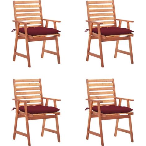 Sillas comedor de jardín y cojines 4 uds madera maciza acacia