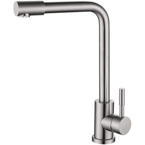 QORVA-Robinet de cuisine 304 acier inoxydable évier de cuisine robinet mitigeur 7 Type mélangeur eau froide et chaude chromage rotatif