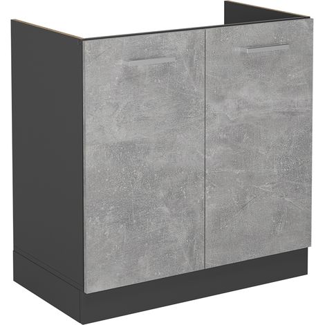 Mobile lavello cucina R-Line, Calcestruzzo, 80 cm senza piano di lavoro, Vicco