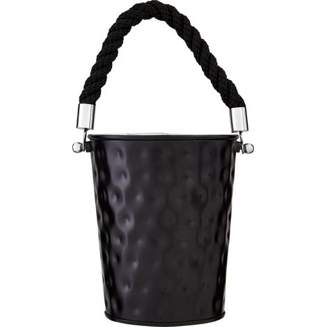 Premier Housewares Small Black Finish Party Bucket/ Wine Cooler Ice Buckets For Chilling And Cooling Wine Modern And Stylish Black Finish Rope Handle Wine Chiller 18 x 18 x 22 (1/4)