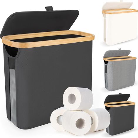 Staubdichte Aufbewahrungskörbe für Toilettenpapierrollen Mit Tragegriff Schwarz Badezimmer (1/5)