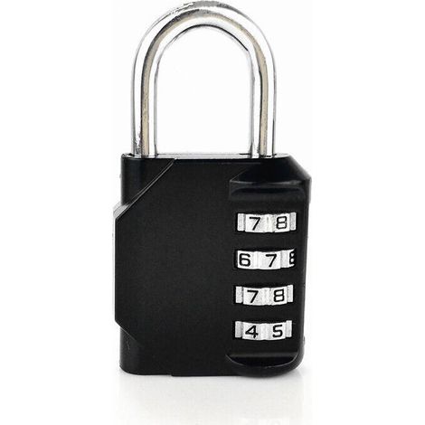Cadenas à combinaison noir pour casier, cadenas à code 4 chiffres, idéal pour la salle de sport. (1/5)
