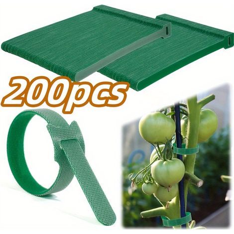 Lot de 200 tuteurs réutilisables en nylon antidérapant de 15 cm avec boucles réglables. Tuteurs résistants. (1/5)