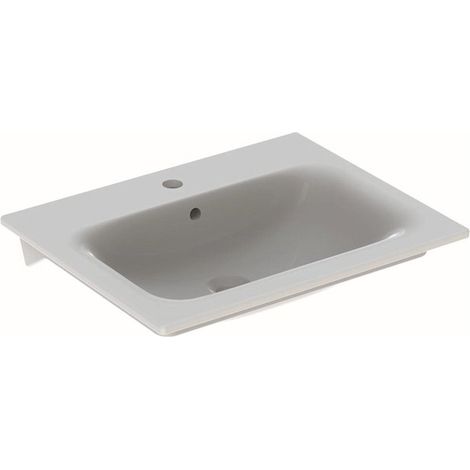 Lavabo Geberit Renova Plan, 60x48cm, orificio central para grifería, Blanco