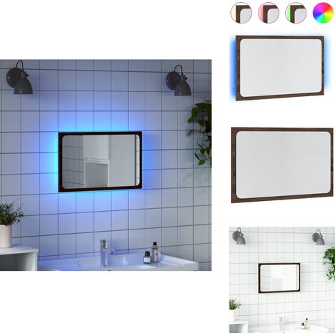 Miroir de salle de bain à LED chêne marron bois d'ingénierie - Miroir De Salle De Bain - Miroirs De Salle De Bain - Miroir De Bain - Miroir De Toilette (1/5)