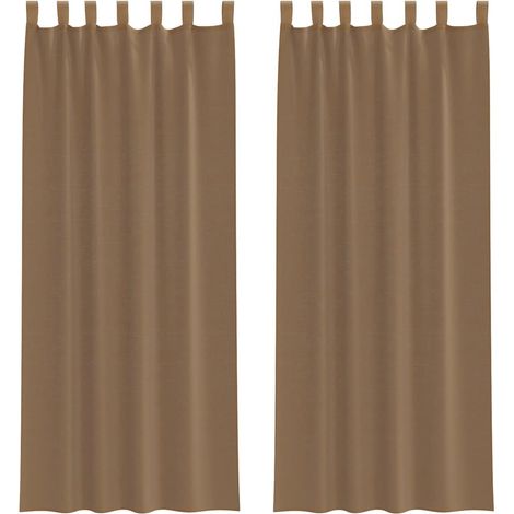Rideaux en voile avec boucles 2 pcs marron clair 140x260 cm CFW57250 (1/5)
