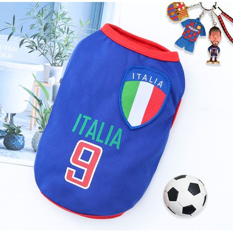 Chien T-shirt Coupe du Monde Espagne – Mesh respirant été confortable pour chien et chat – Bleu foncé N°9 Italie M
