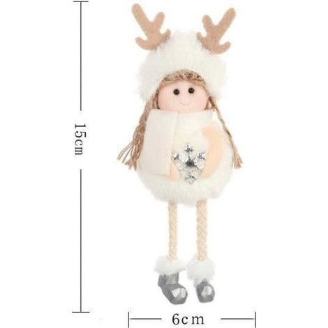 Décoration de Noël suspendue : poupée en peluche originale rose et blanche, 4 pièces, idéale pour enfants (1/4)