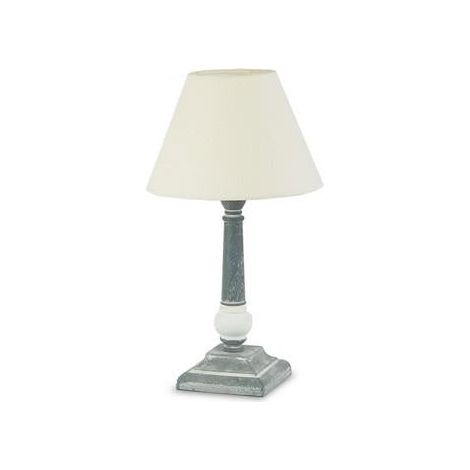 Lampada grigio/bianco paralume tessuto bianco, Ø22,5x40 cm