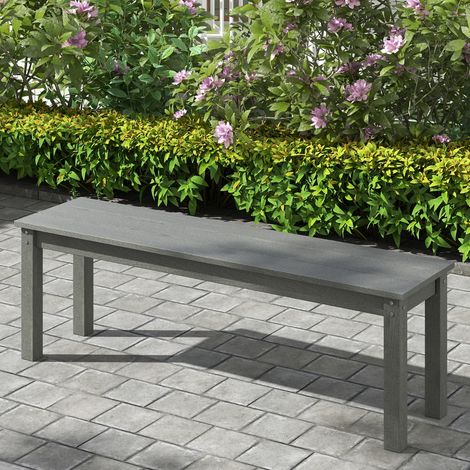 Banc de Jardin pour 2-3 Personnes Banc d’Extérieur sans Dossier Résistant aux Intempéries Mobilier de Jardin Charge 340kg Gris (1/3)