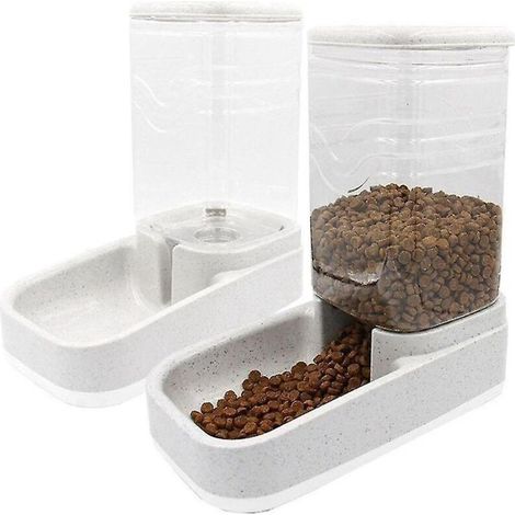 Ensemble de distributeur de nourriture et d'eau de 3,8 l pour l'alimentation automatique des chiens et autres animaux de compagnie, adapté à la plupart des animaux de compagnie (1/3)