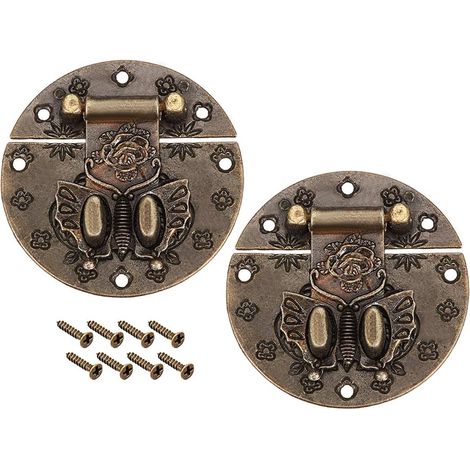 CCYKXA 2er-Set Holzbox, Truhe, rechteckiger Verschluss, Verschlüsse, Bronzeton, 58 mm