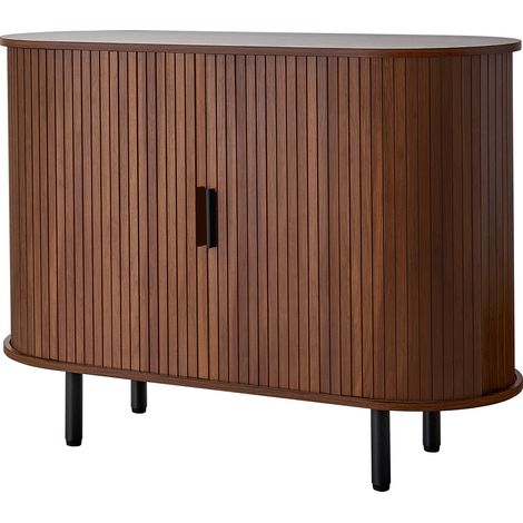 Mophorn Armadietto Organizzatore da Salotto con 2 Ante Scorrevoli, Mobile in Stile Retrò per Soggiorno, Ingresso, Contenitore da 100 x 40 x 75 cm, Credenza da Cucina in Finitura Noce (1/5)