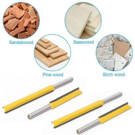 Fraise Defonceuse - 8 mm Queue - Longueurs de Coupe 40 mm 50 mm 63 mm 76 mm - Pour Travail du Bois - Lot de 4 (1/5)