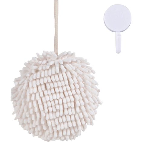 Chenille Hand Towel - 17 x 17 Cm - Super Absorbent Quick Drying - For Kitchen And Bathroom - 2 Pcs With Hangers (1/3)