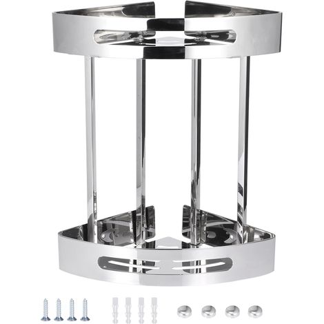 Étagère de rangement de douche d'angle triangulaire double couche en acier inoxydable, accessoire de salle de bain (1/5)