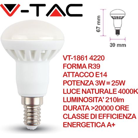 LAMPADINA LED 3W E14 R39 BIANCO NATURALE 4000K - Luce NATURALE (1/3)