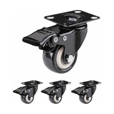 Roulettes Pour Meubles Roulettes Pivotante Roulettes Charges Lourdes Avec Frein Pour La Manutention De Meubles Et Le Transport Industriel, Noir De 40 Mm(4 Roulettes Avec Frein) (1/4)