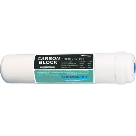 Filtre en ligne à charbon actif T33 raccord 1/4" FPT 2,5' 'x 11'' MICRON 5 (1/5)