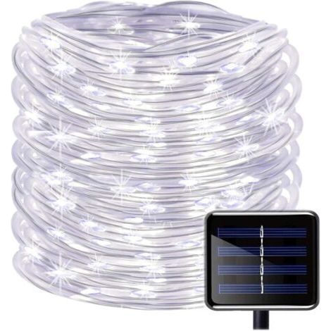 100 LED Solar String Lights, Waterproof 39ft/12m Outdoor Copper Wire Tube Rope String Lights for Christmas Garden Yard Pathway Fence Tree Backyard (White) (1/4)