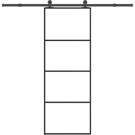 Schiebetür mit Beschlag 76x205 cm ESG-Glas & Aluminium