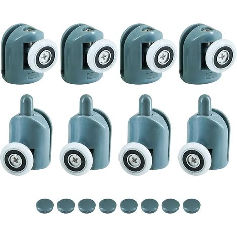 Set di 8 rotelle per porta doccia Selyse - 20 mm - 4 ruote superiori e 4 inferiori - Ricambi per box doccia e pareti doccia - Fai da te per il bagno (1/5)