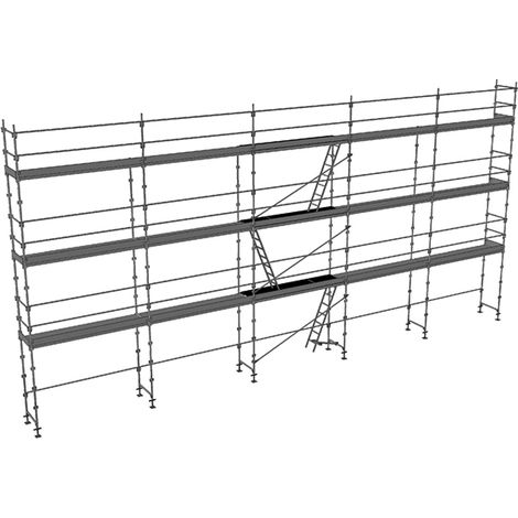 Echafaudage fixe de façade 128m² - Structure + Planchers + Plinthes + Lisses - DUO128-SPP (1/5)