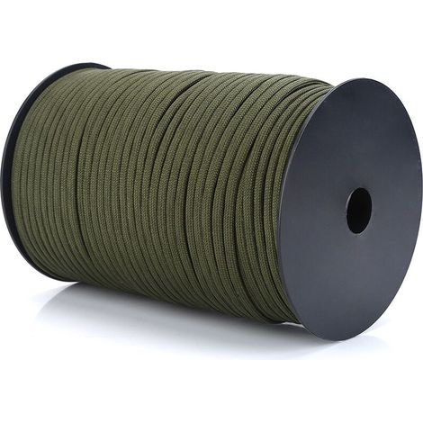 Cordón reflectante de paracaídas 550, núcleo de 9 hebras, 100 m (verde militar) (1/5)