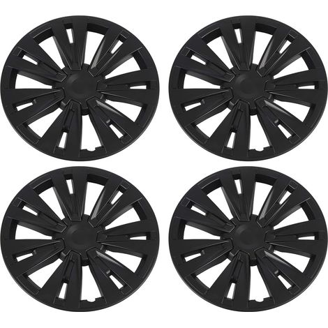 Lot de 4 Cache-moyeux de Roue de Style écossais 48,3 Cm pour Model Y 2020-2023, Protection Contre Les Rayures pour Roues de 19", Matériau PP Durable (Noir Mat) (1/5)